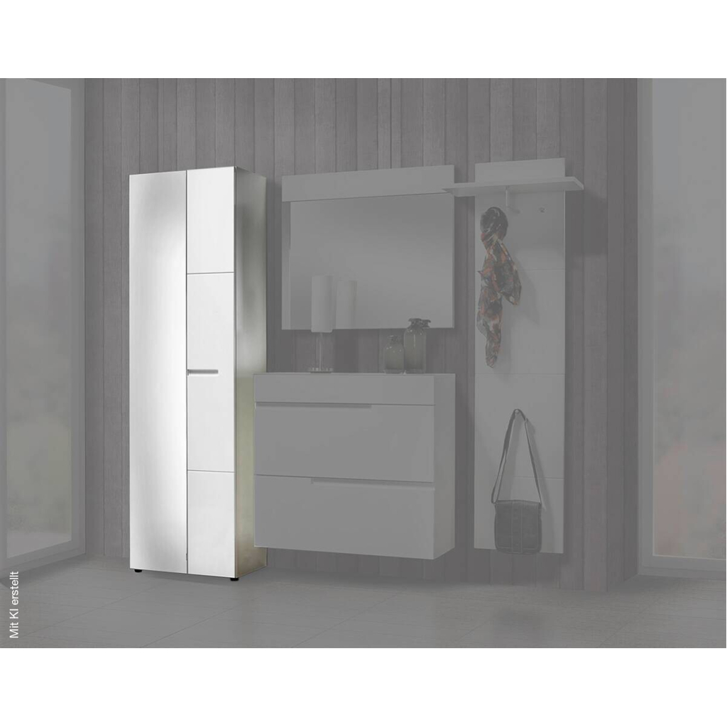 Garderobenschrank Mailand weiß weiß Hochglanz B/H/T: ca. 60x202x35 cm