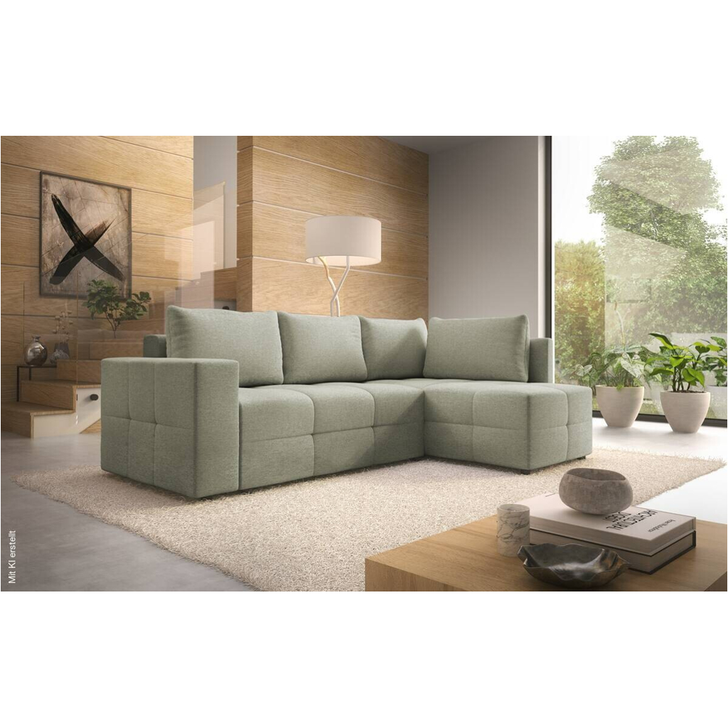 Ecksofa mit Bettfunktion und Bettkasten grün Flachgewebe B/T: ca. 238x167 cm