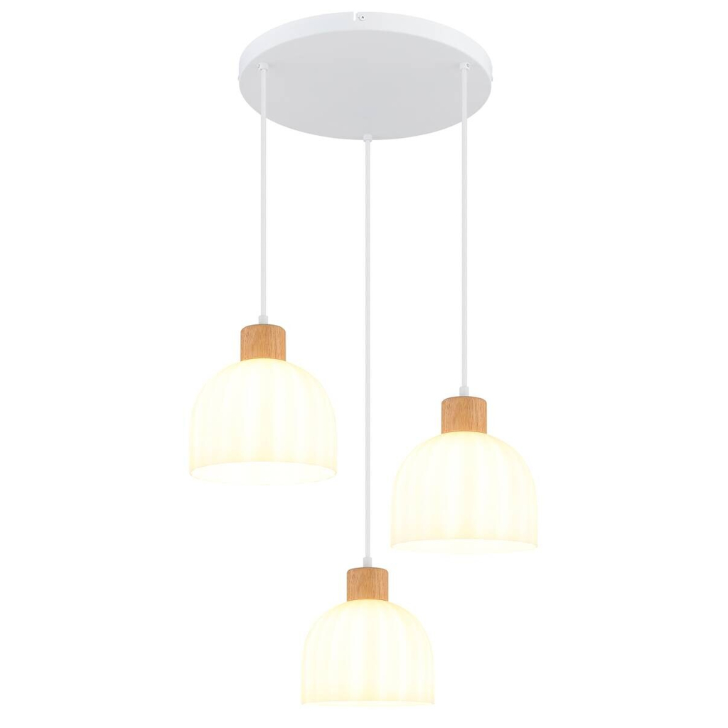 GLOBO Pendelleuchte weiß Opal Metall Glas H/D: ca. 130x51 cm E27 3 Brennstellen