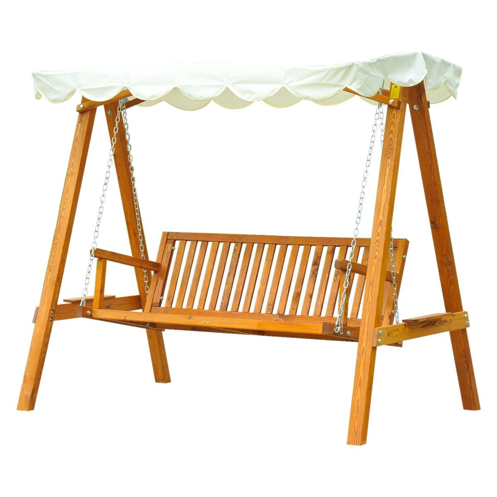 Outsunny Hollywoodschaukel natur Metall B/H/L: ca. 130x185x205 cm