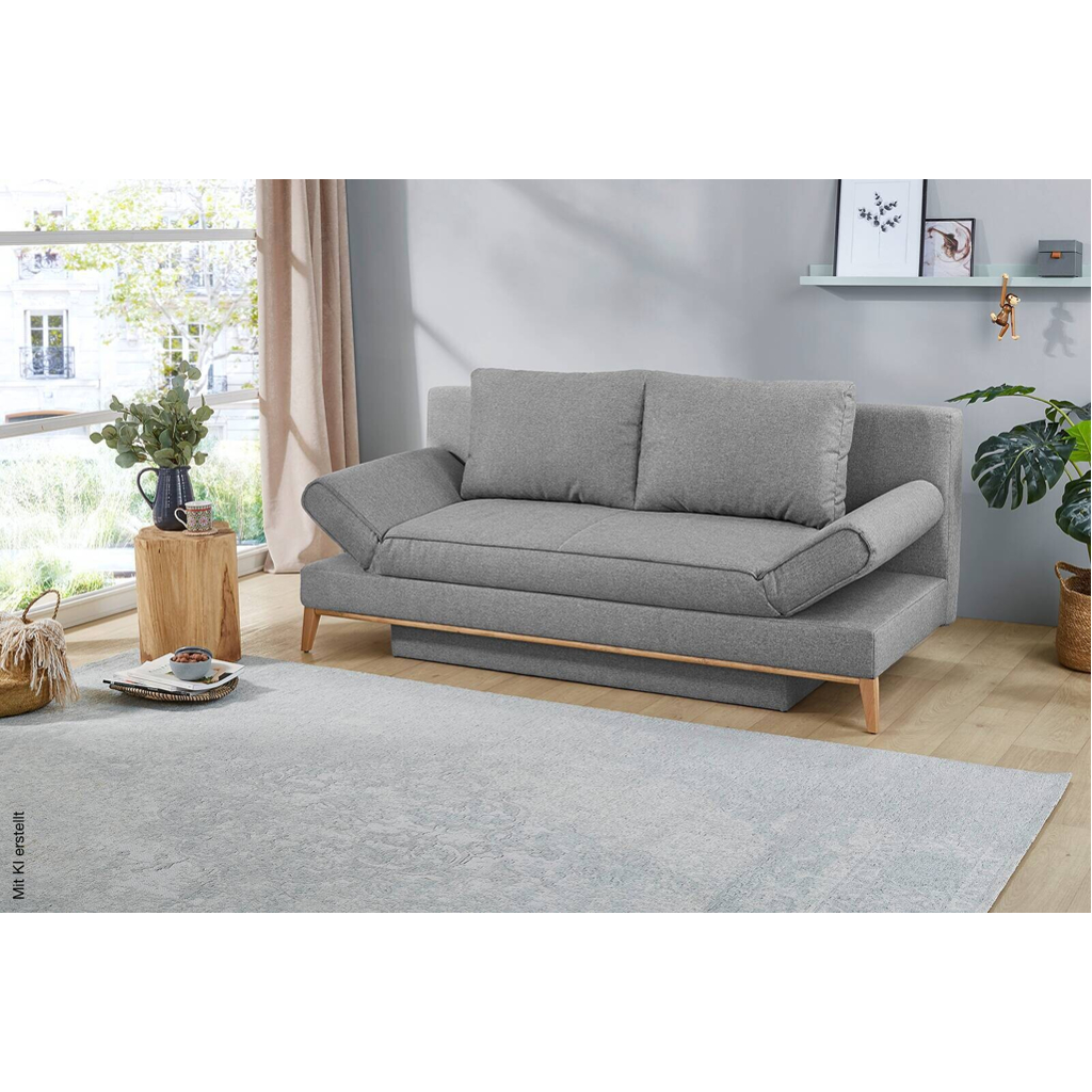 Schlafsofa grau Microfaser B/H/T: ca. 198x87x92 cm