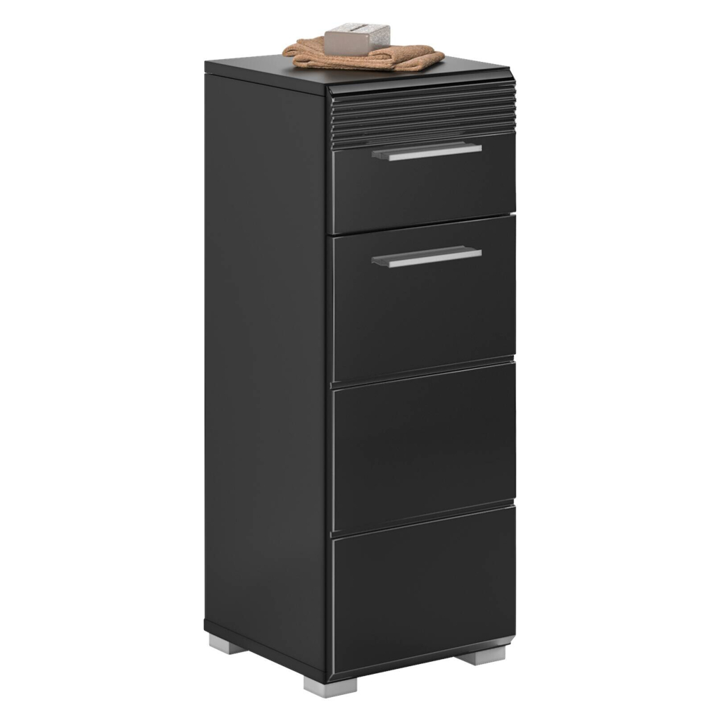 Badhochschrank LINUS schwarz schwarz Hochglanz B/H/T: ca. 30x80x31 cm