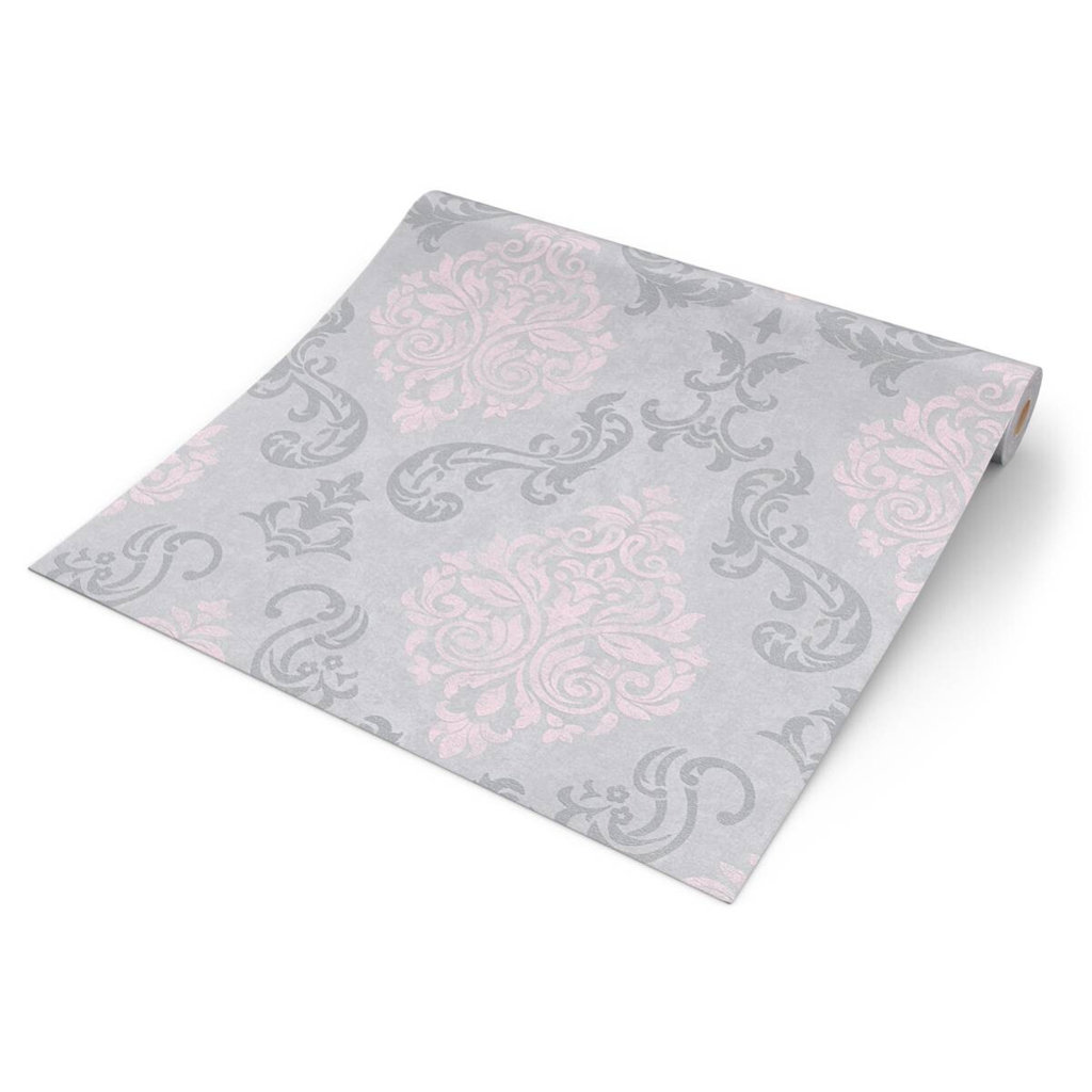 Vliestapete Ornament grau rosa B/L: ca. 53x1005 cm