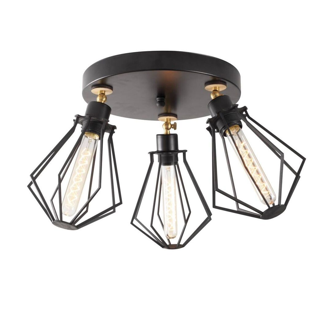 Opviq Deckenleuchte Oylat gold schwarz Metall B/H/T/L/D: ca. 56x31x56x56x56 cm E27 3 Brennstellen