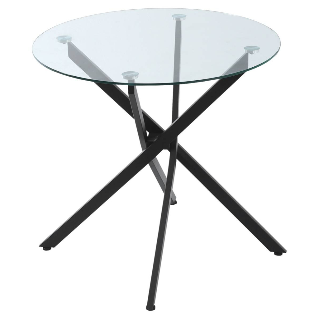 Beistelltisch 839-079 schwarz Glas Stahl B/H/T: ca. 80x75x80 cm