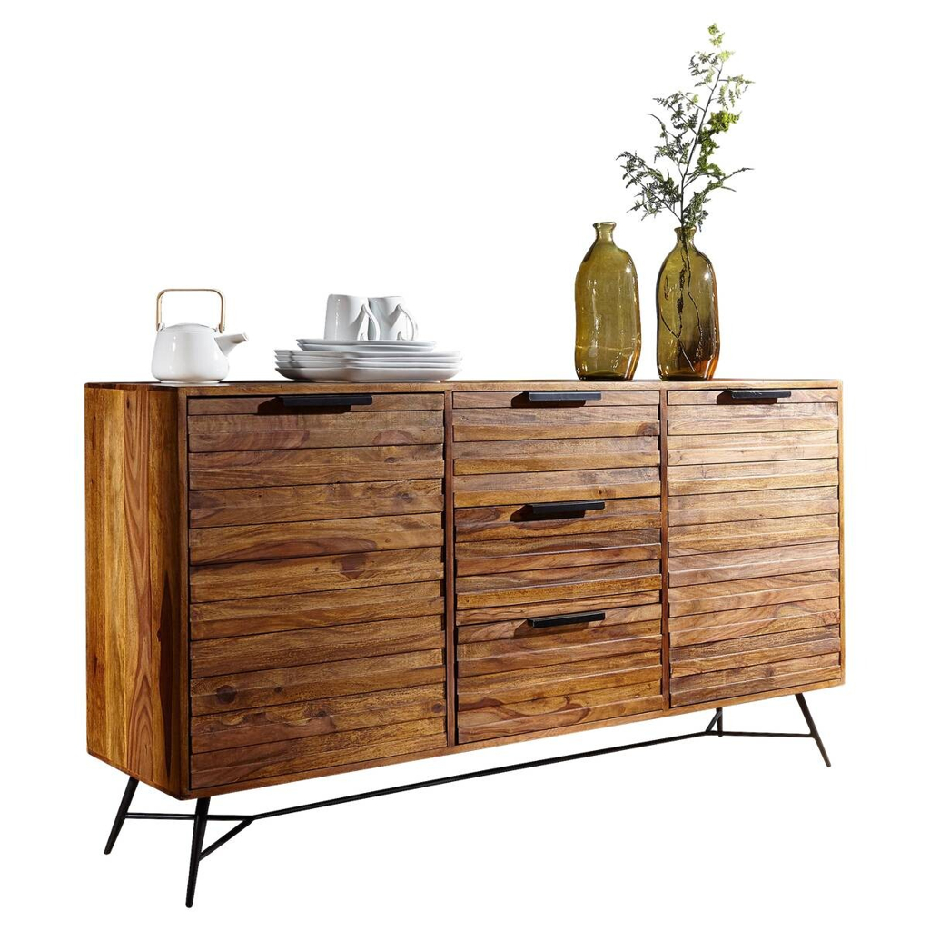 Sideboard natur schwarz B/H/T: ca. 160x88x40 cm