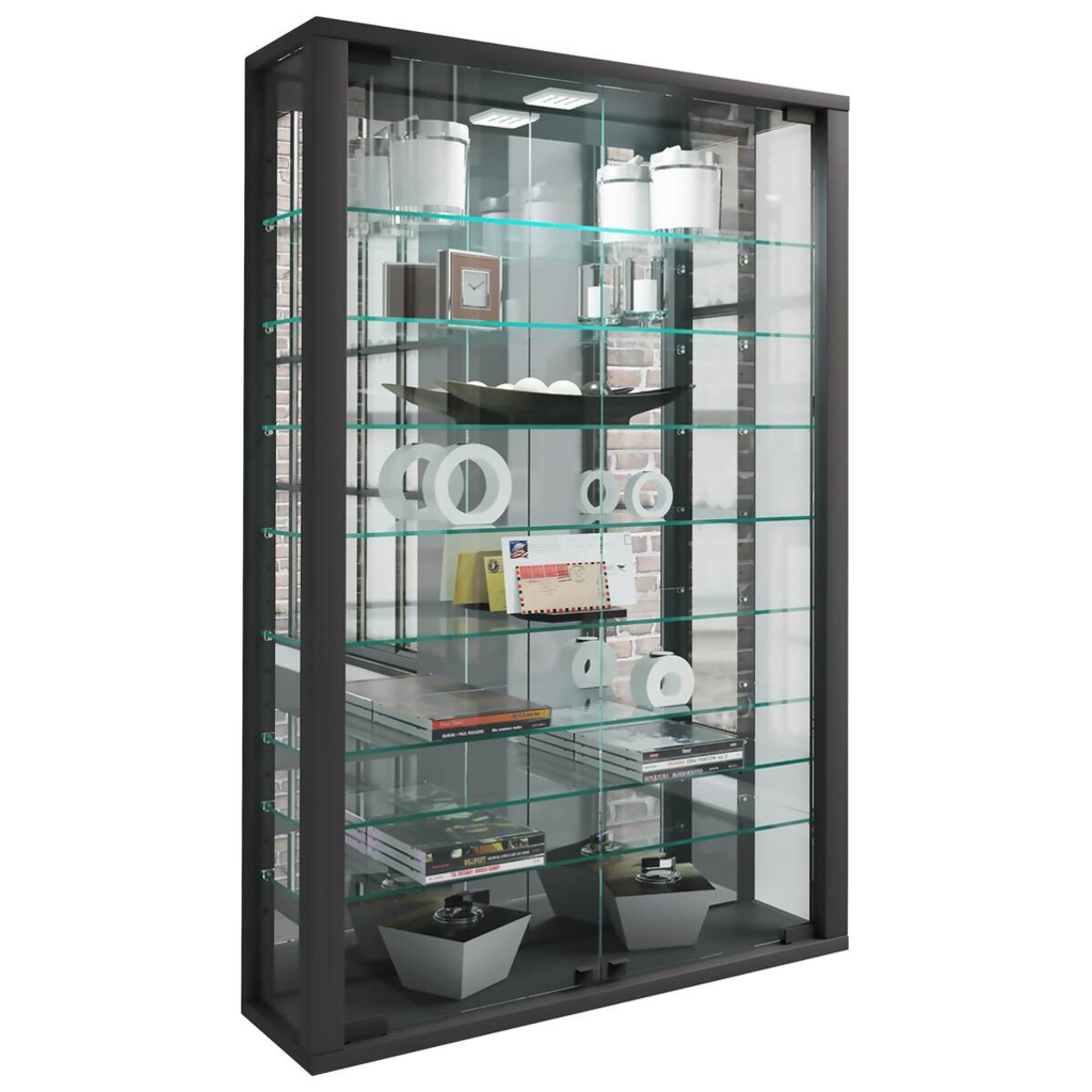 Vitrine Vitrosa schwarz Holzwerkstoff Glas B/H/T: ca. 59x91x18 cm