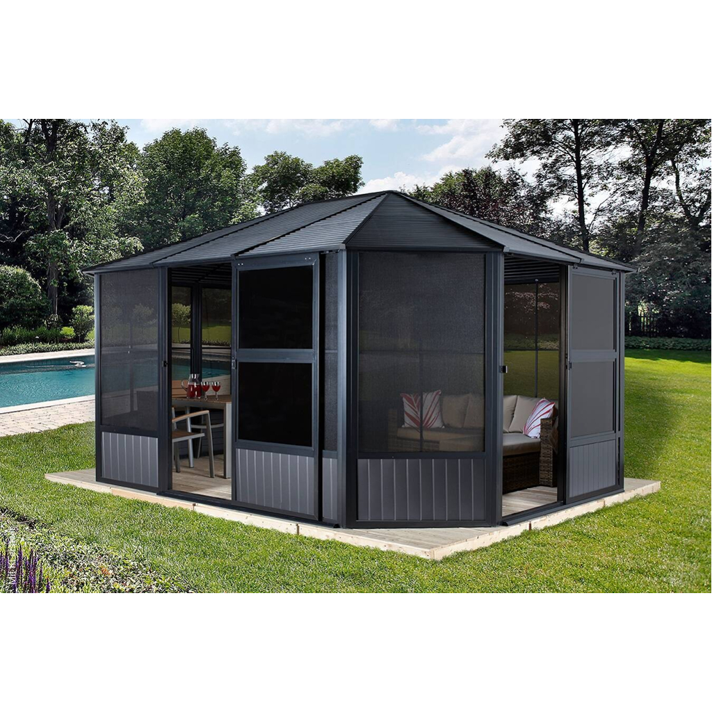 Sojag Kaltwintergarten Charleston anthrazit Aluminium B/H/T: ca. 384x281x384 cm