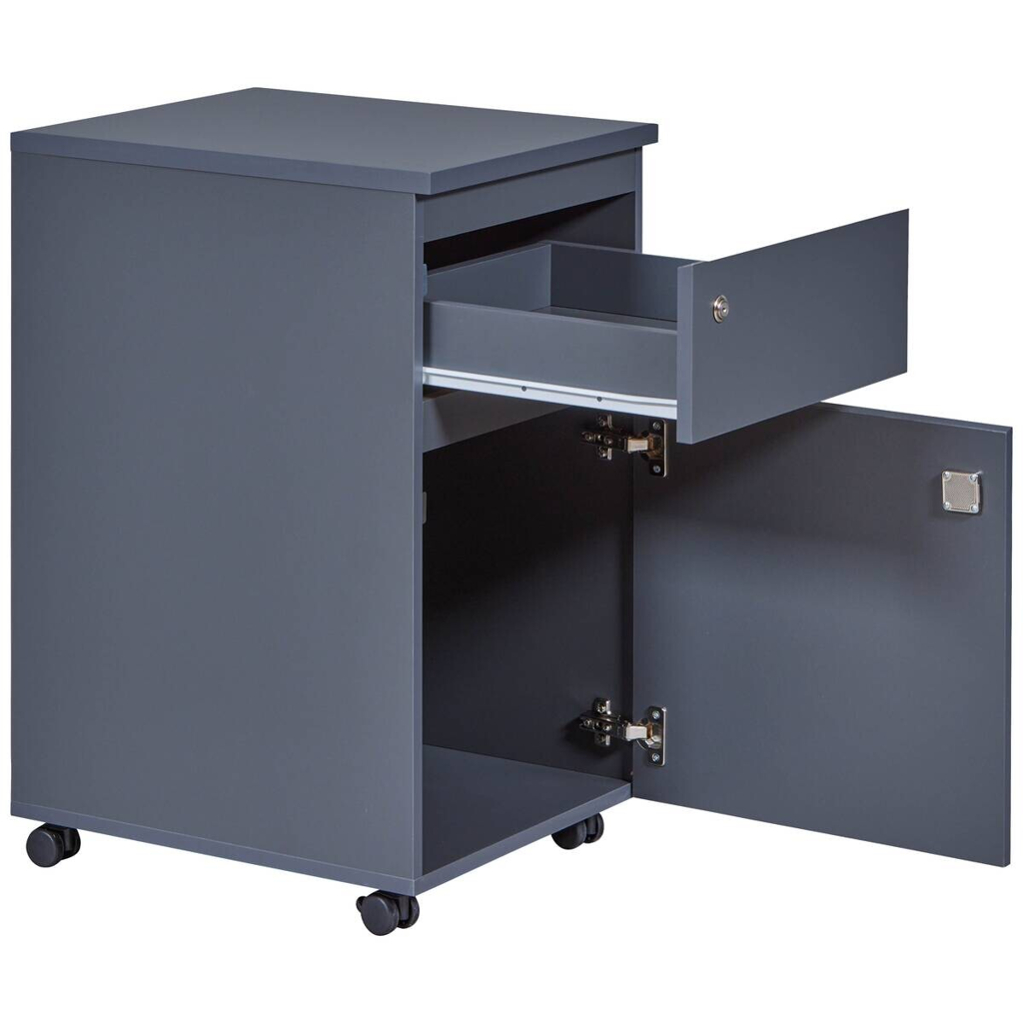 Rollcontainer FILE GUARD anthrazit beschichtet Nachbildung Holz B/H/L: ca. 51,3x76,9x44 cm