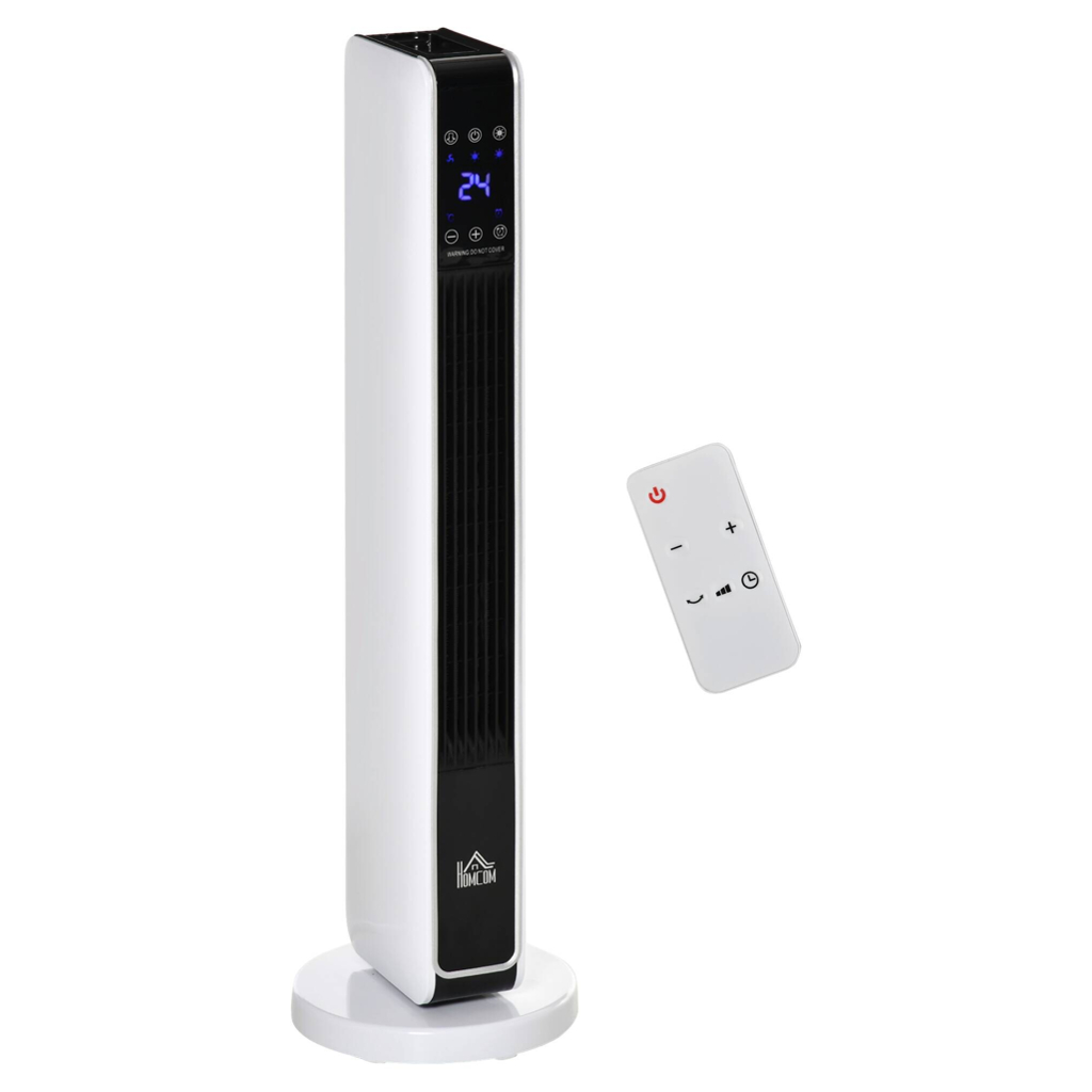HOMCOM Heizlüfter 820-249V90 silber weiß schwarz Edelstahl Polypropylen Kunststoff B/H/L: ca. 21x21x73 cm ca. 2200 W