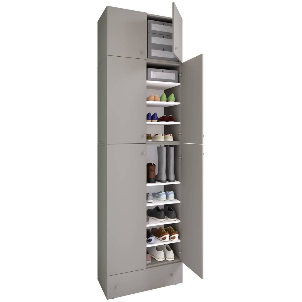 Schuhschrank Lona grau weiß B/H/T: ca. 70x240x39 cm