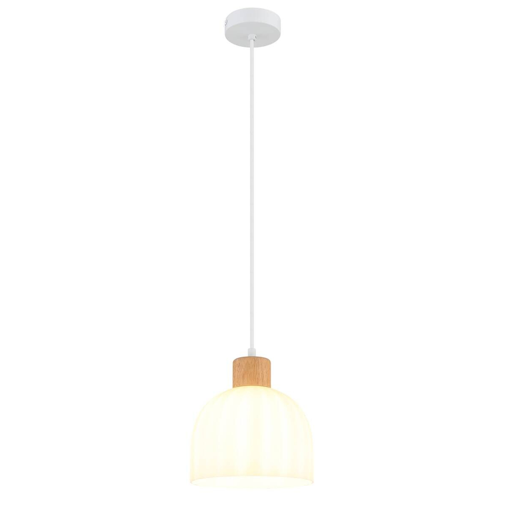GLOBO Pendelleuchte Opal weiß Metall Glas H/D: ca. 120x20 cm E27 1 Brennstellen