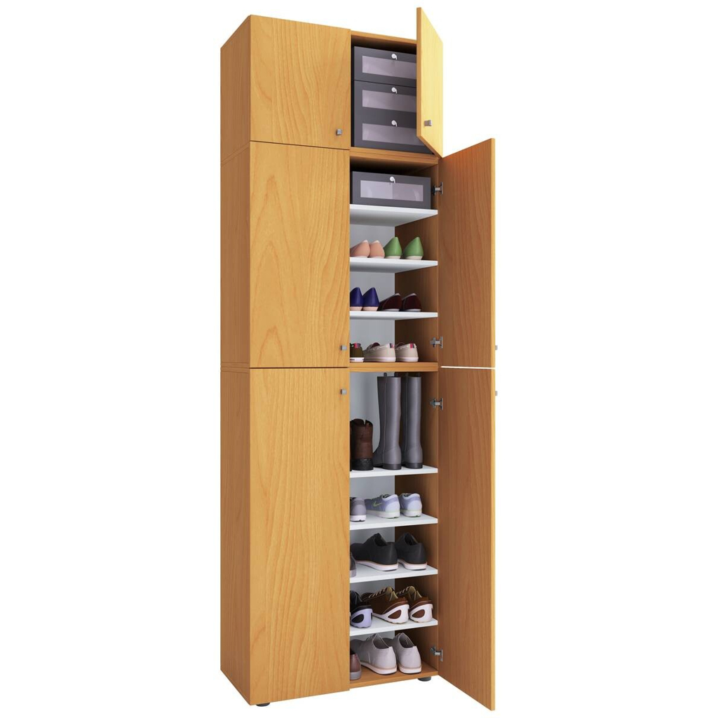 Schuhschrank Lona buche Nachbildung weiß B/H/T: ca. 70x223x39 cm
