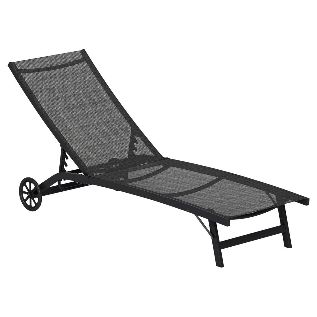Outsunny Sonnenliege schwarz Aluminium B/H/L: ca. 165x102x66 cm