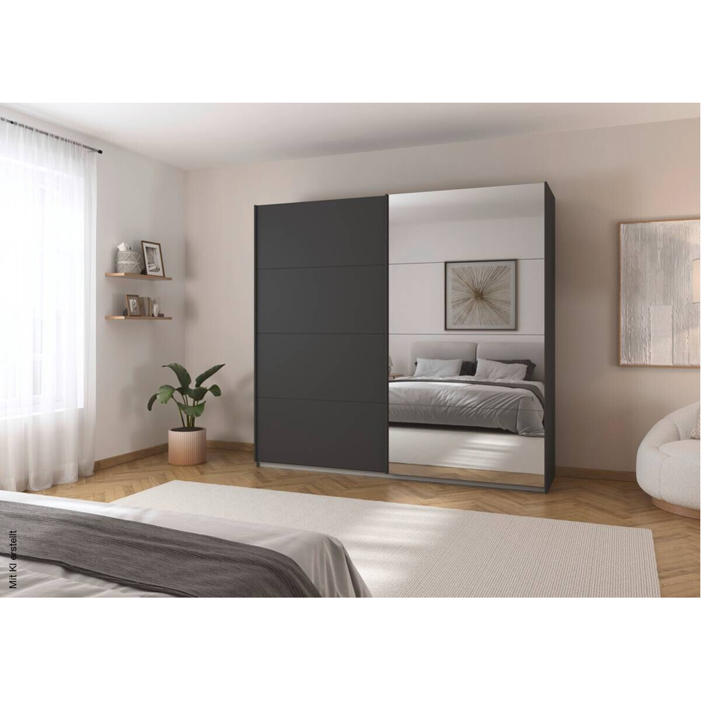 Schwebetürenschrank Quadra grau B/H/T: ca. 225x210x62 cm