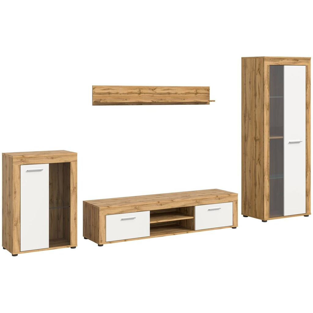 Wohnwand Jam Eiche Wotan Nachbildung weiß B/H/T: ca. 310x169x35 cm