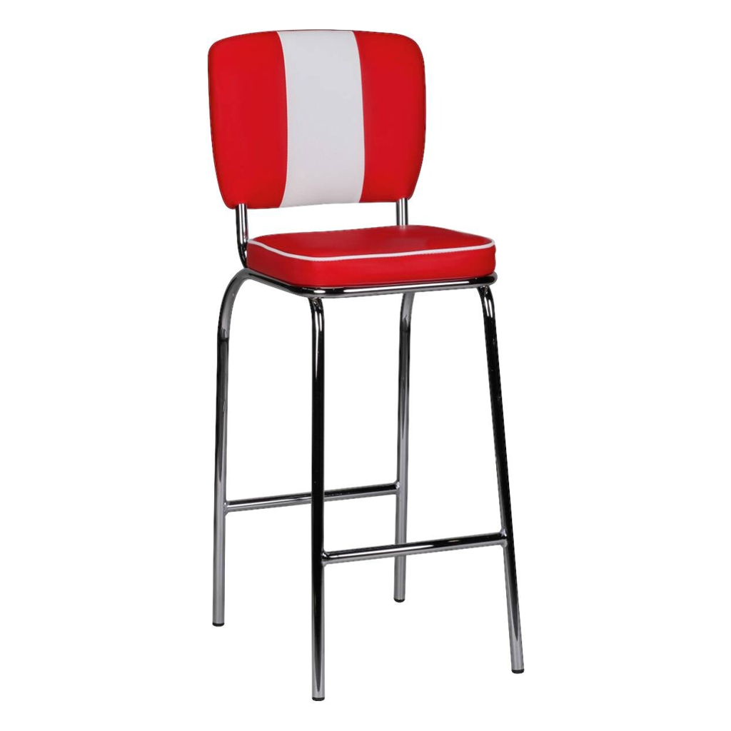 Barhocker rot weiß Kunstleder Stoff B/H/T: ca. 40x110x38 cm