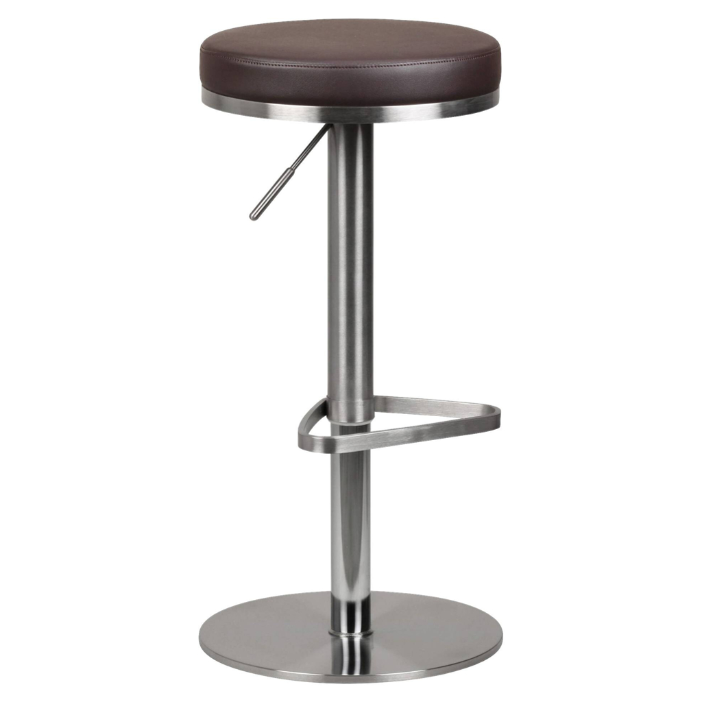 Barhocker dunkelbraun Edelstahl Kunstleder Edelstahl
