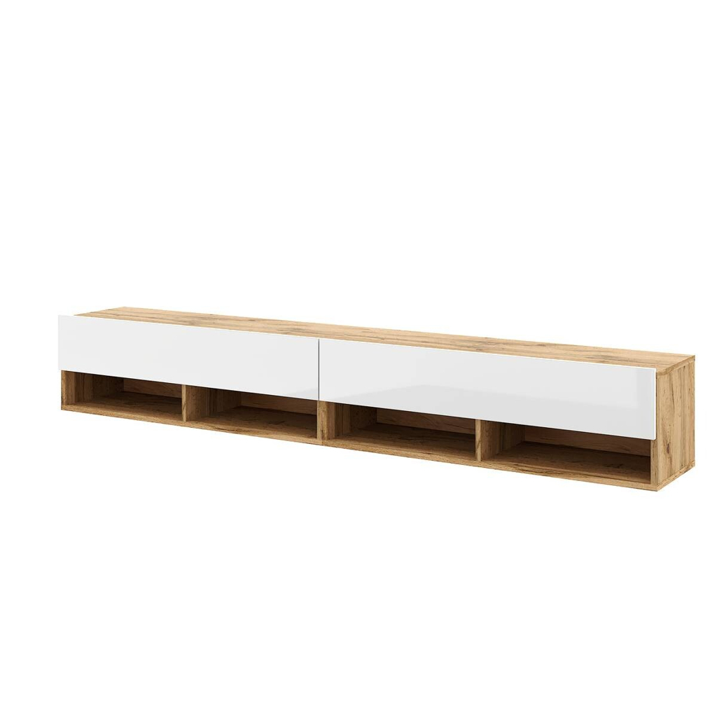 TV-Lowboard TV LOWBOARD DERBY 200 Eiche Wotan Nachbildung weiß glänzend B/H/T: ca. 200x32,5x31,5 cm