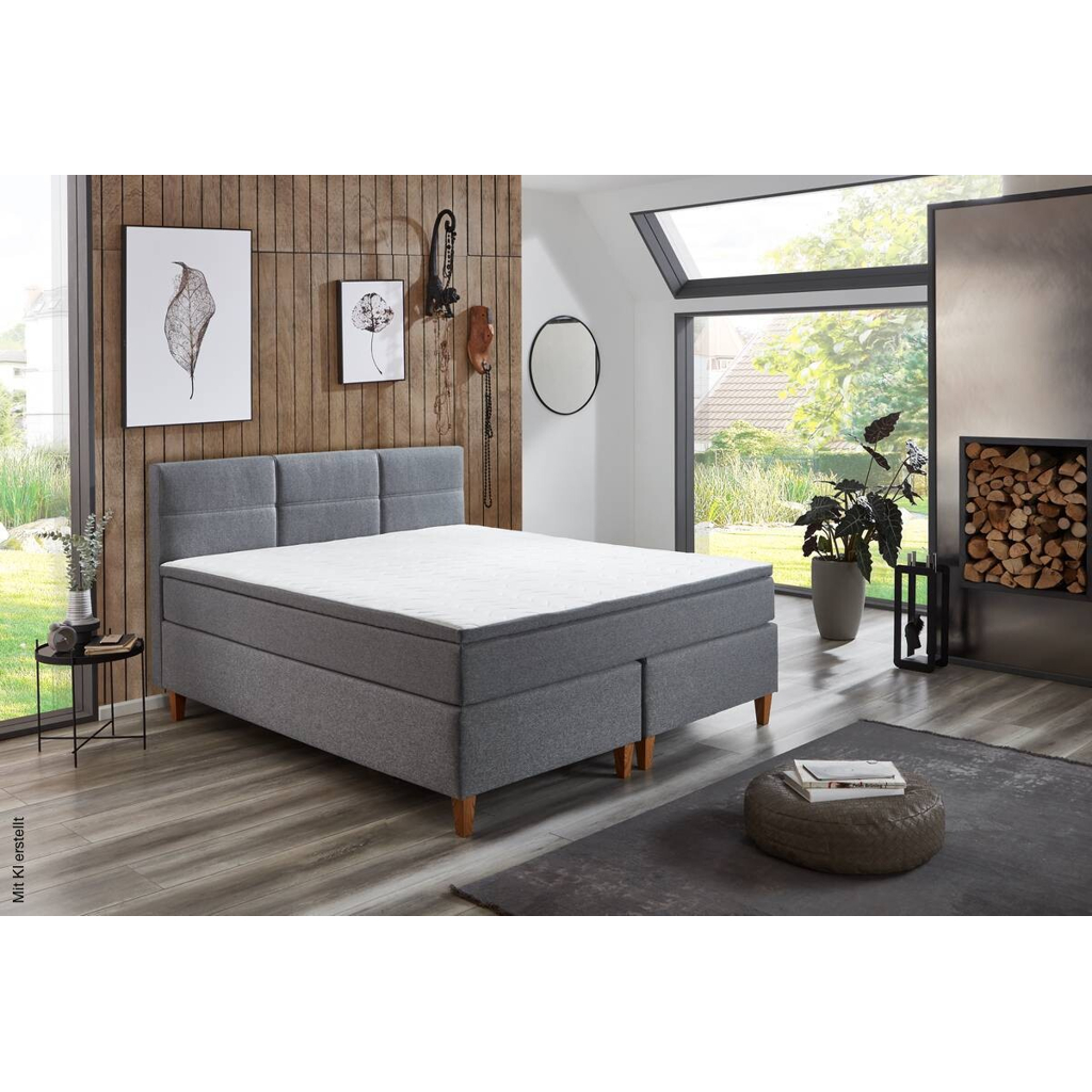 Boxspringbett Kenora grau Liegefläche B/L: ca. 160x200 cm