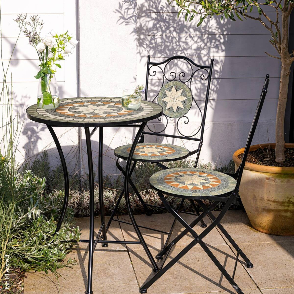 AXI Outdoor Living Bistroset Amélie Mosaik braun Metall B/H/L: ca. 60x92x60 cm