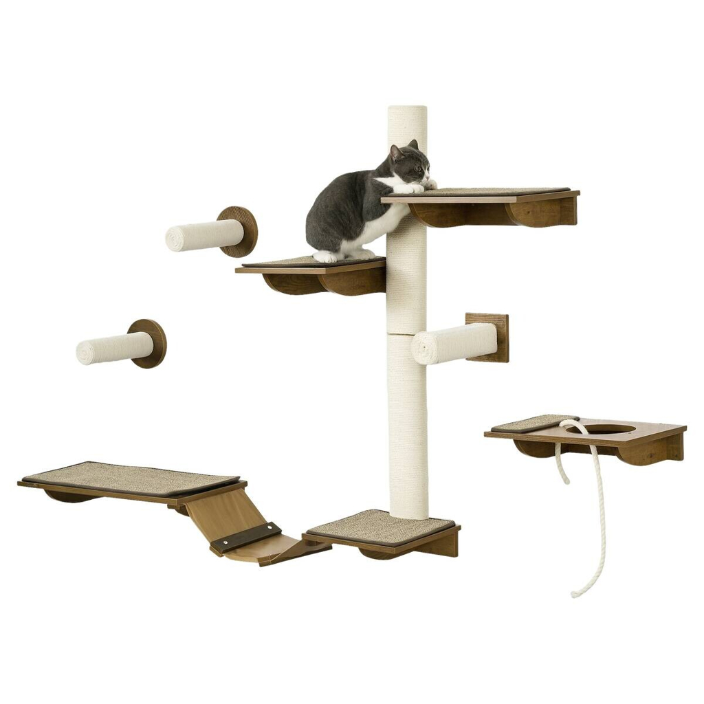 PawHut Katzenregal-Set braun Sisal B/H/L: ca. 29x8,5x136 cm