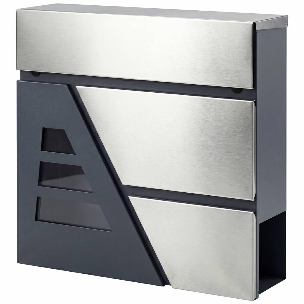HOMCOM Briefkasten dunkelgrau B/H/T: ca. 37x10x37 cm