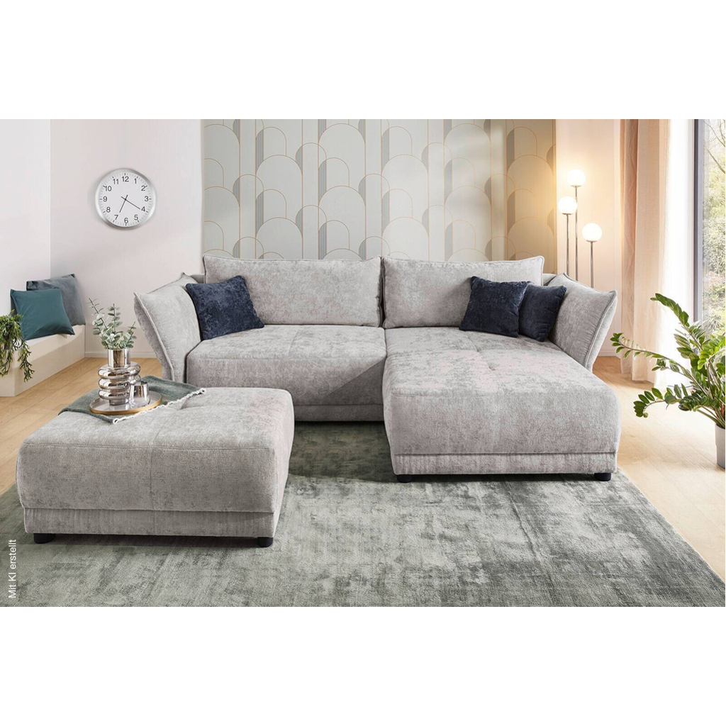 Ecksofa hellgrau Webstoff B/H/T: ca. 279x89x187 cm