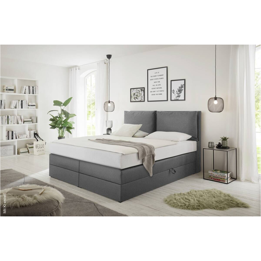 Boxspringbett Lissy graubraun Liegefläche B/L: ca. 160x200 cm