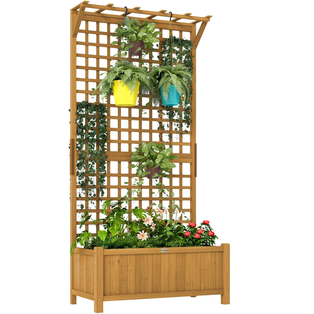 Outsunny Hochbeet gelb Holz B/H/L: ca. 45x183x90 cm