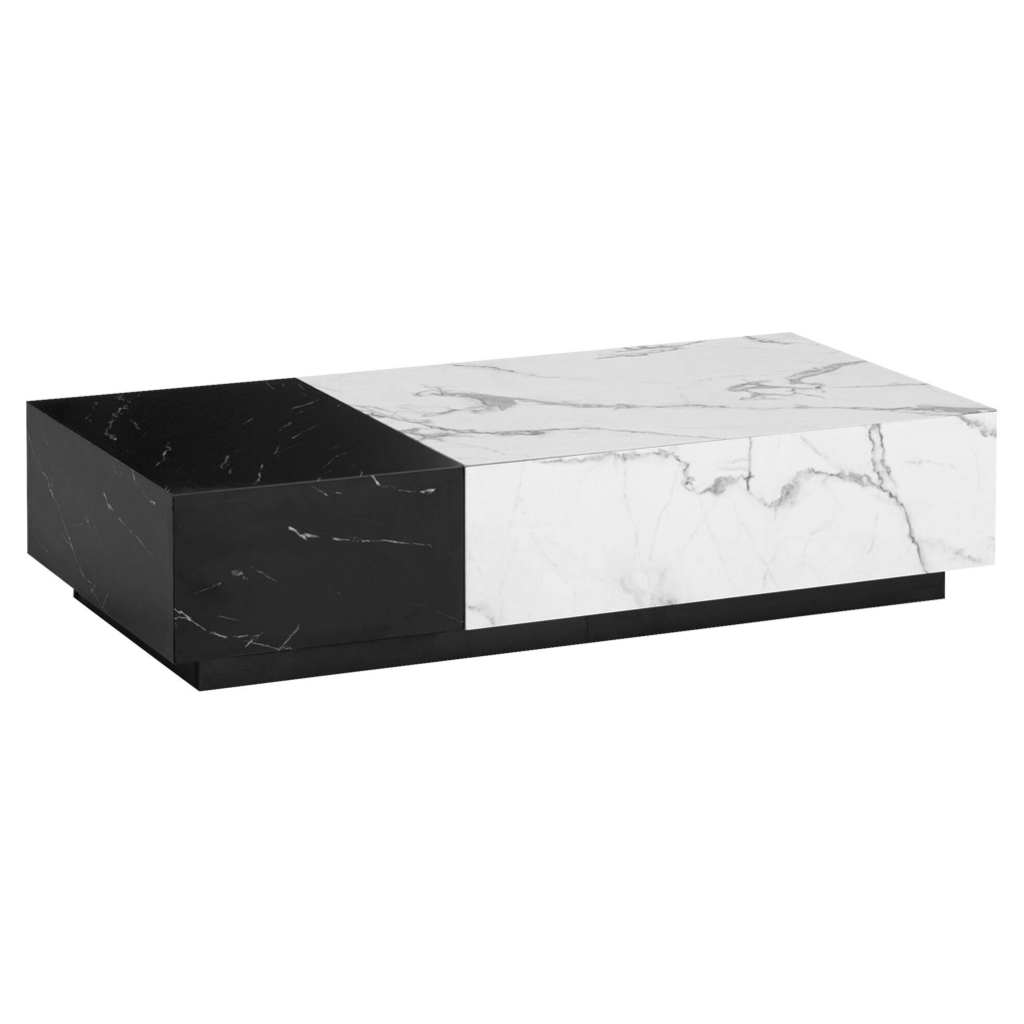Couchtisch schwarz Marmor Optik weiß Marmor Optik B/H/T: ca. 120x28x60 cm