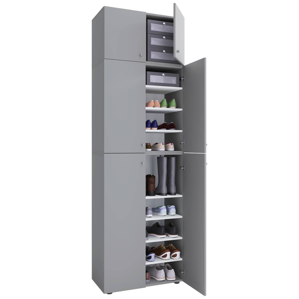 Schuhschrank Lona grau weiß B/H/T: ca. 70x223x39 cm