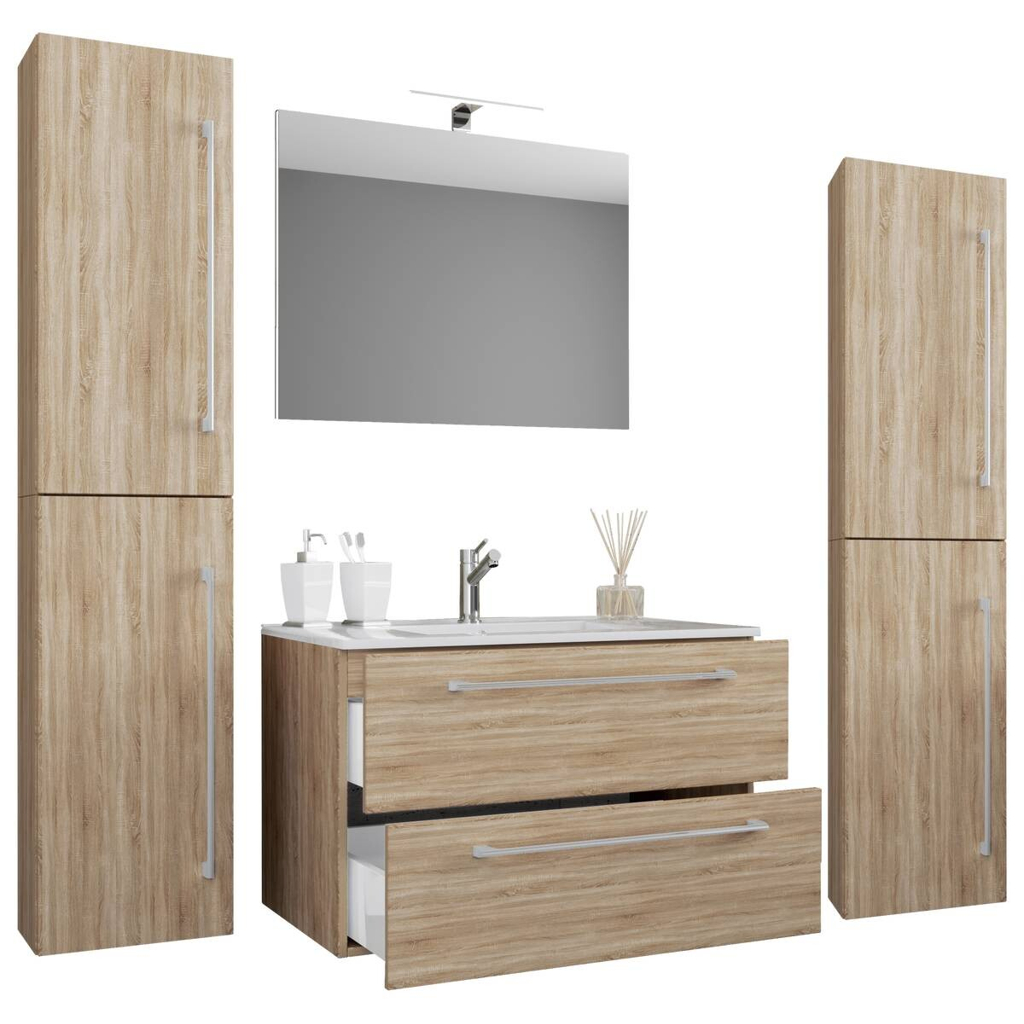 Waschplatz 5tlg-Badinos weiß Eiche Sonoma Nachbildung B/H/T: ca. 60x50x46 cm