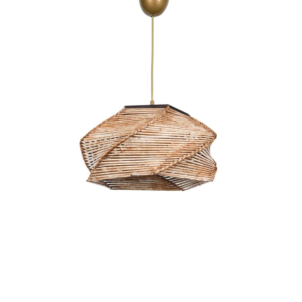 Opviq Pendelleuchte natur Holz B/H/T/L/D: ca. 36x60x36x36x36 cm E27 1 Brennstellen
