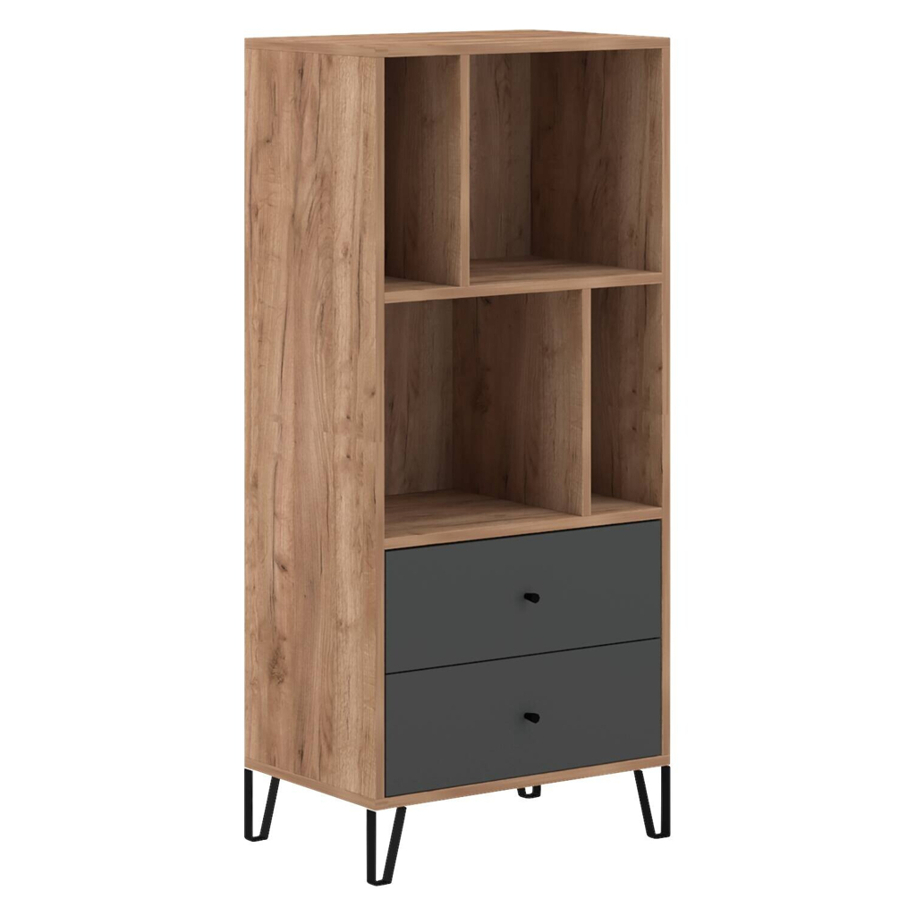 Regal BILBAO Eiche Tabak Nachbildung anthrazit B/H/T: ca. 63,4x135,2x40 cm