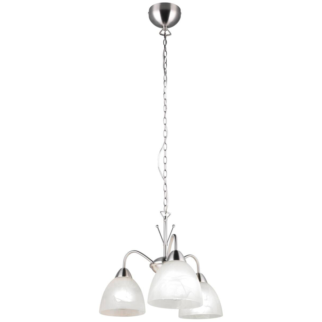 Reality Pendelleuchte Dobby nickel weiß Glas PVC Metall H/D: ca. 150x43 cm E27 3 Brennstellen