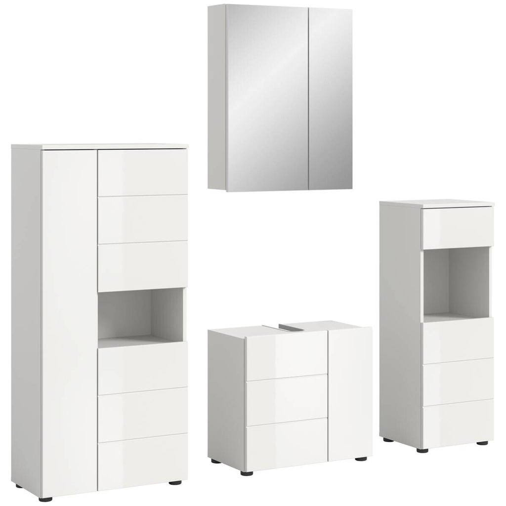 Badezimmer-Set VIRA weiß weiß Hochglanz B/H/T: ca. 188x190x34 cm