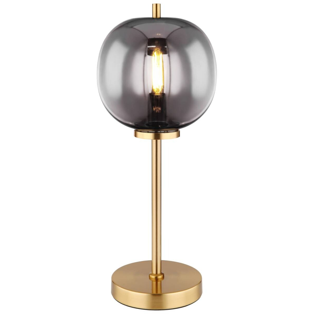 GLOBO Tischleuchte messing Metall Glas H/D: ca. 45x18,5 cm 1 Brennstellen