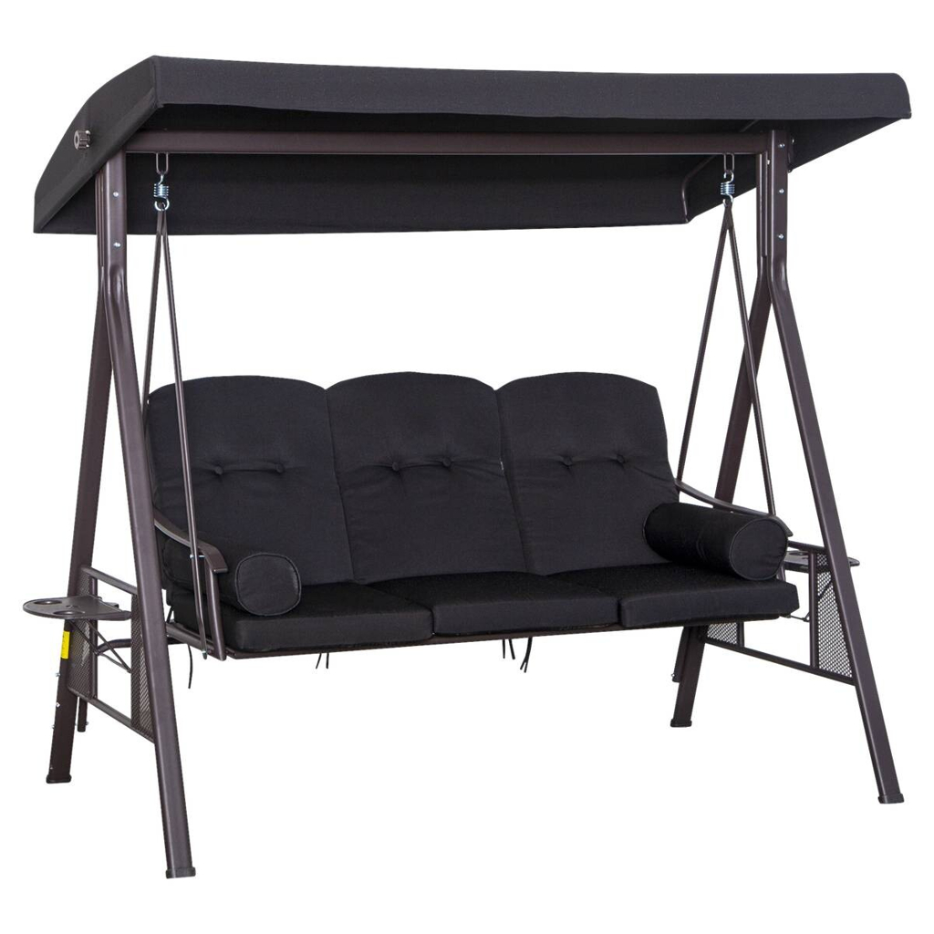 Outsunny Hollywoodschaukel schwarz Metall B/H/L: ca. 116x183x206 cm