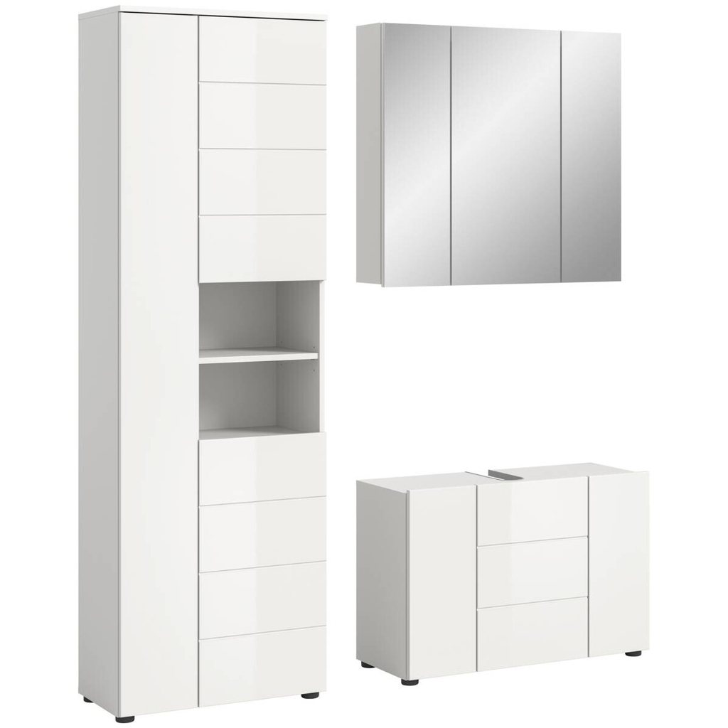 Badezimmer-Set VIRA weiß weiß Hochglanz B/H/T: ca. 157x190x34 cm