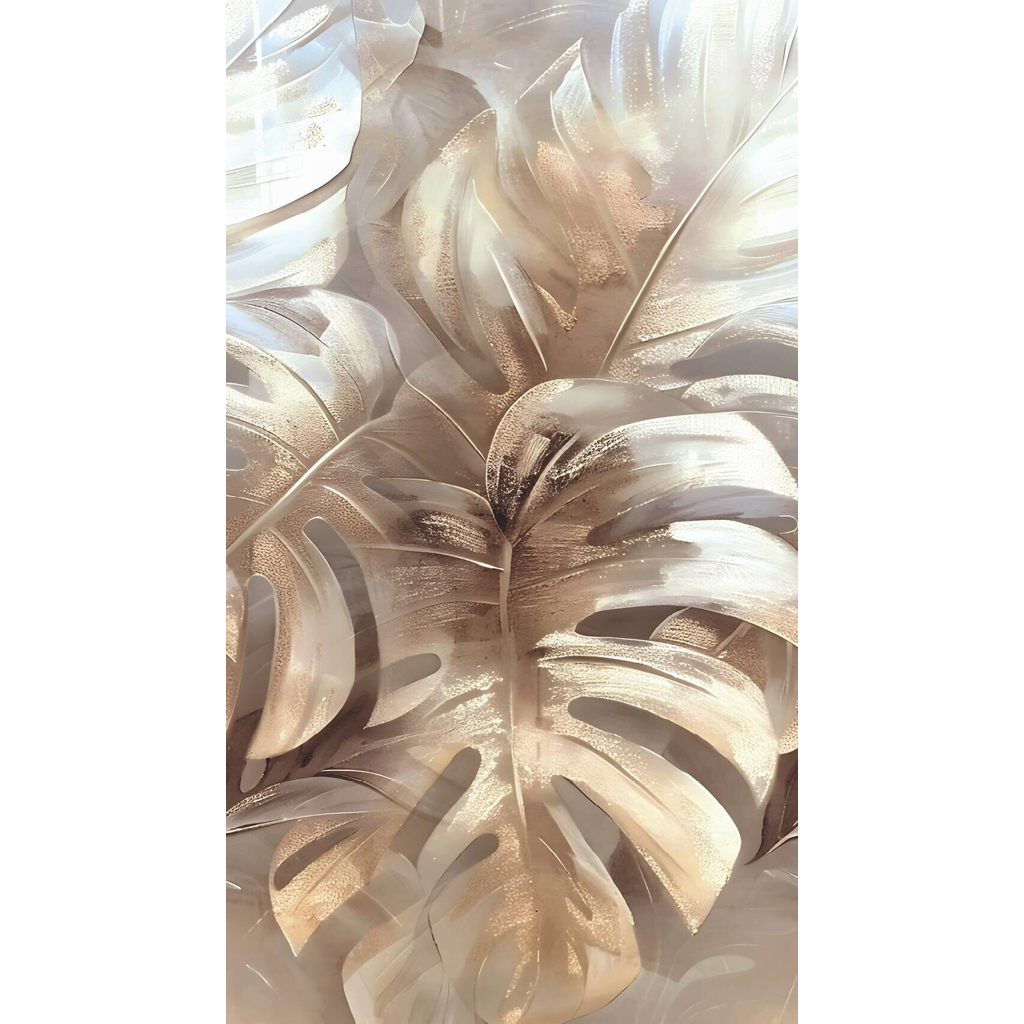 Livingwalls Fototapete Blätter creme beige B/L: ca. 280x159 cm metallic