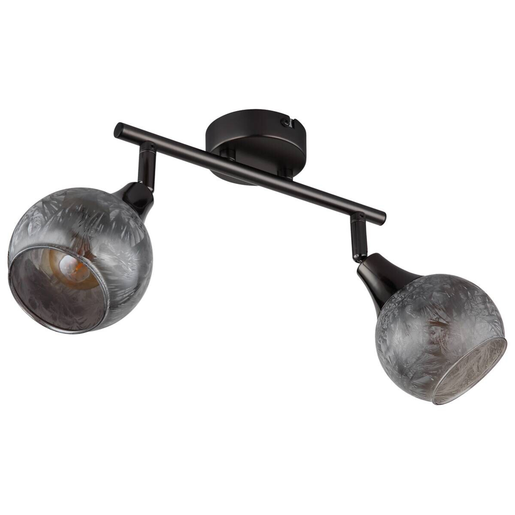 GLOBO Strahler schwarz Chrom Glas Metall B/H/L: ca. 11x26x16 cm E14 2 Brennstellen