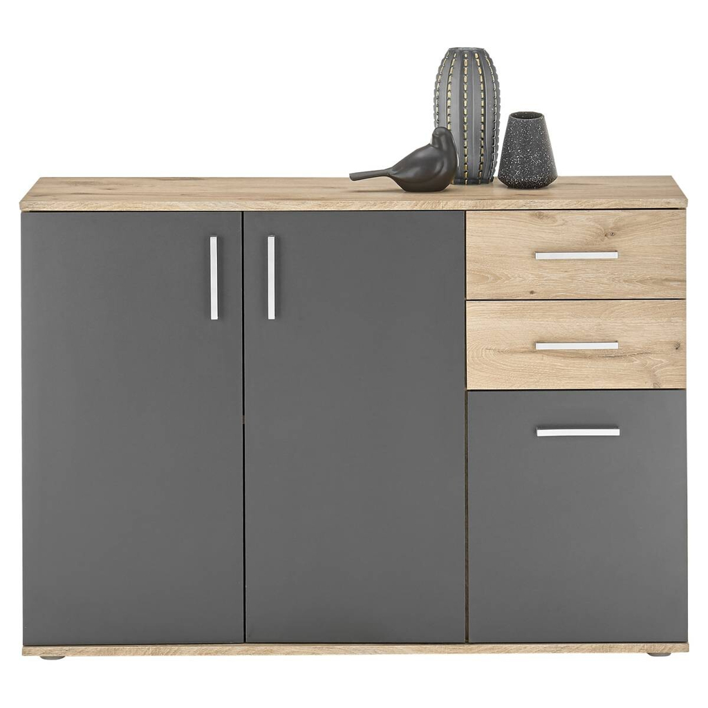 Kommode BC 1040 Eiche Viking Nachbildung dunkelgrau B/H/T: ca. 120x84x35 cm