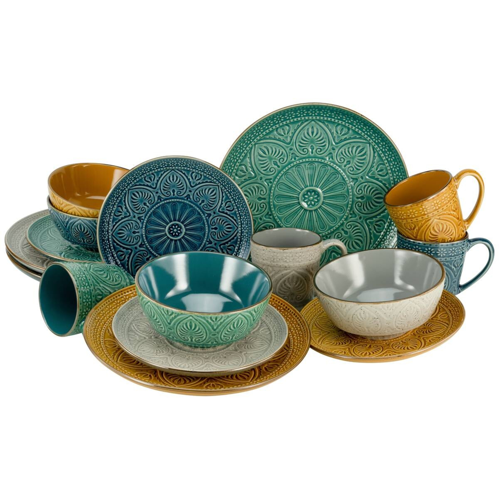 CreaTable Kombiservice Samarkand multicolor Steinzeug 16 tlg.