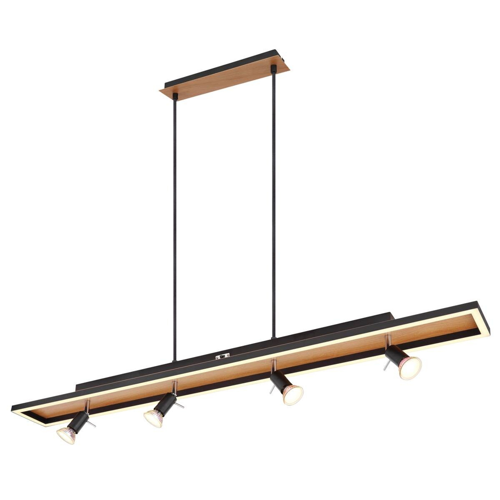 GLOBO Pendelleuchte 57034-4H Ida schwarz Opal Metall Kunststoff B/H/T: ca. 116x120x12 cm null 5 Brennstellen