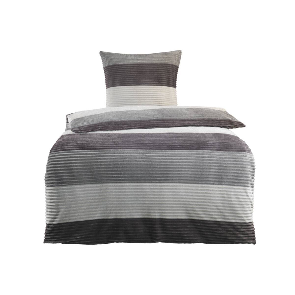 Microfaser Wende Bettwäsche Cashmere touch grau Polyester B/L: ca. 135x200 cm