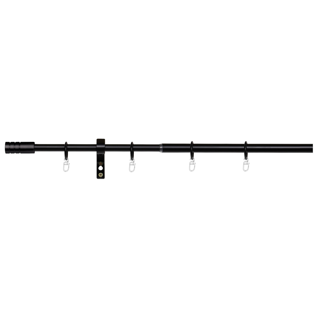 Gardinenstange schwarz Metall ausziehbar von ca. 120 bis 210 cm 1.0 Läufe