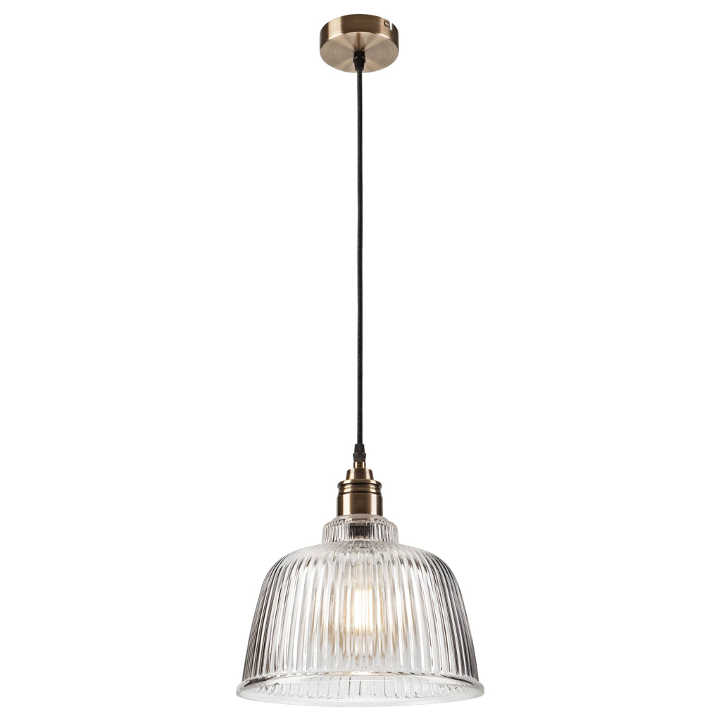 Lamkur Pendelleuchte Asta oxidgrün Glas Stahl H/L: ca. 81x28 cm E27 1 Brennstellen