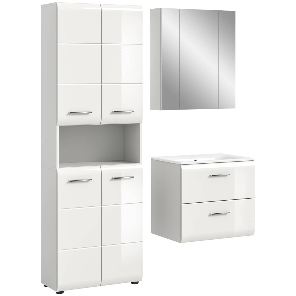 Badezimmer-Set Ice weiß weiß Hochglanz B/H/T: ca. 135x185x46 cm