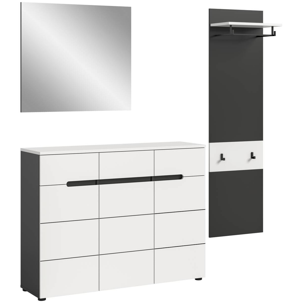 Garderobe Canu basaltgrau Nachbildung weiß B/H/T: ca. 180x190x37 cm